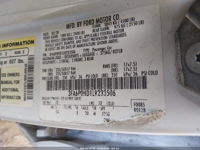 2020 FORD FUSION SE 9