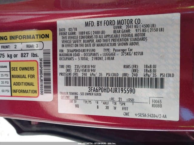 2018 FORD FUSION SE 9