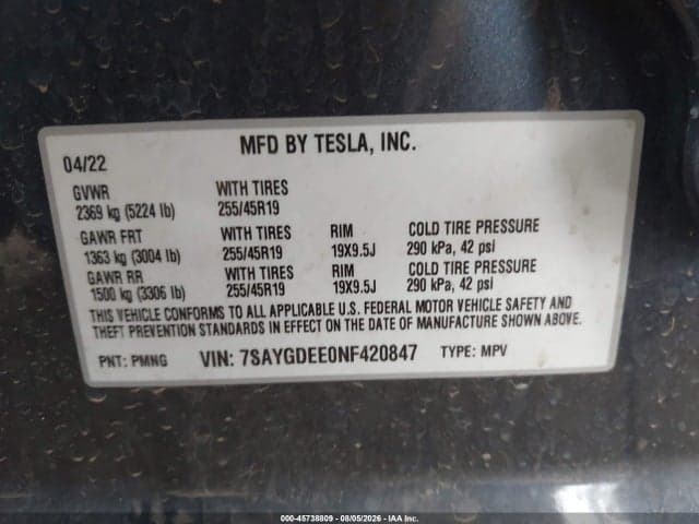 2022 TESLA MODEL Y LONG RANGE DUAL MOTOR ALL-WHEEL DRIVE 9