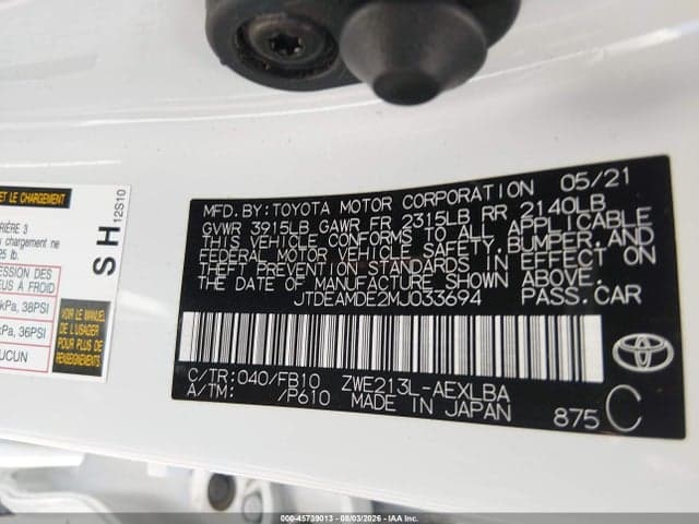2021 TOYOTA COROLLA HYBRID LE 9