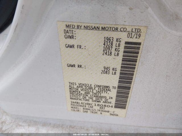2019 NISSAN ALTIMA 2.5 SR 9