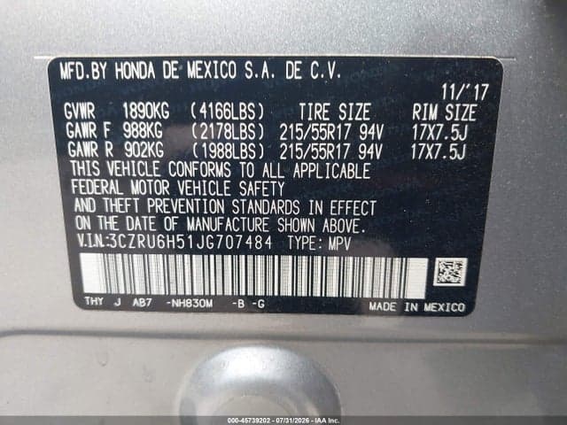 2018 HONDA HR-V EX 9