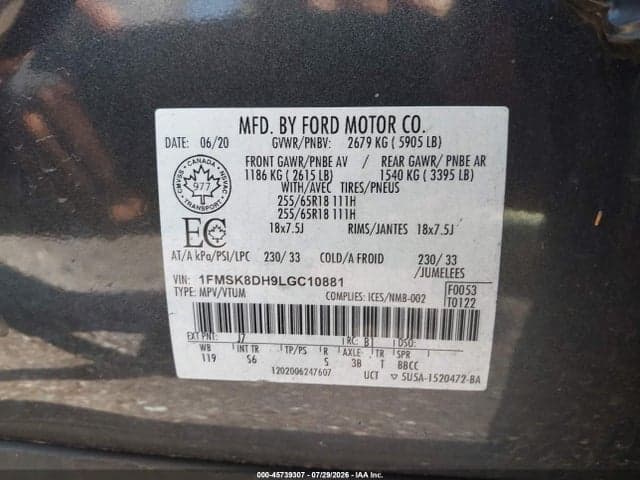 2020 FORD EXPLORER XLT 9