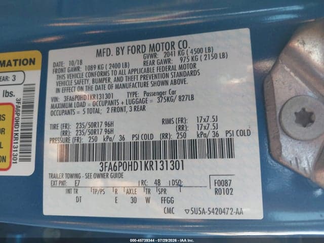 2019 FORD FUSION SE 9