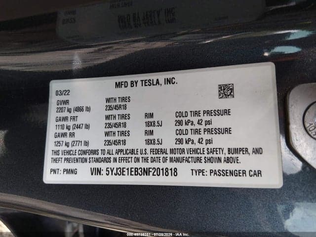 2022 TESLA MODEL 3 LONG RANGE DUAL MOTOR ALL-WHEEL DRIVE 9