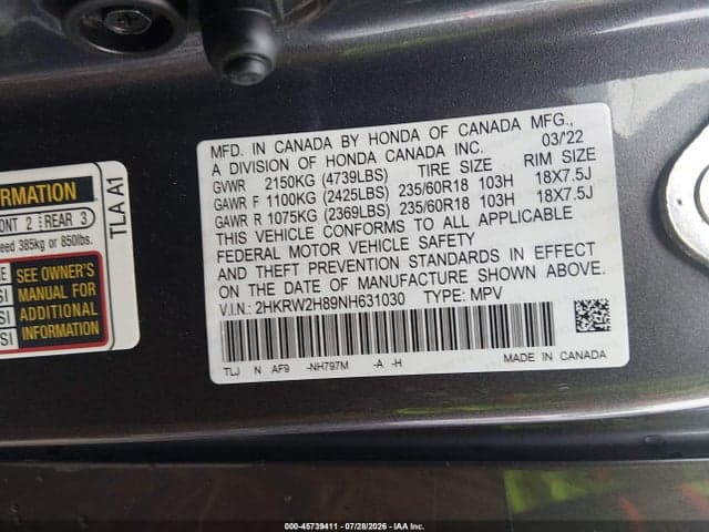 2022 HONDA CR-V AWD EX-L 9