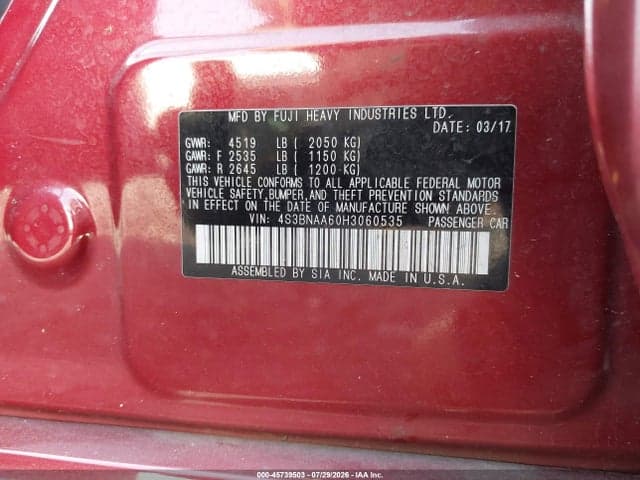 2017 SUBARU LEGACY 9