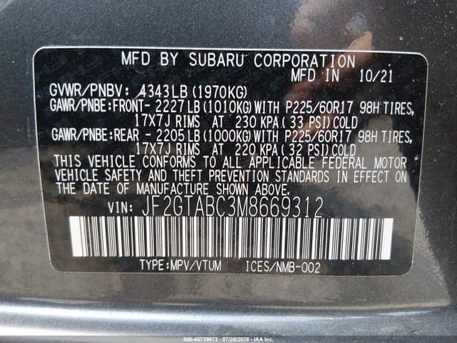 2021 SUBARU CROSSTREK 9