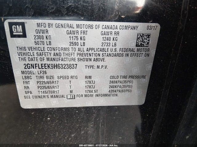 2017 CHEVROLET EQUINOX LS 9