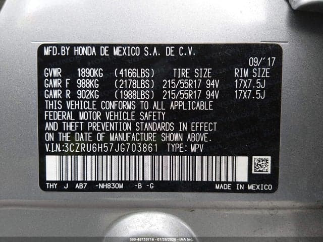 2018 HONDA HR-V EX 9
