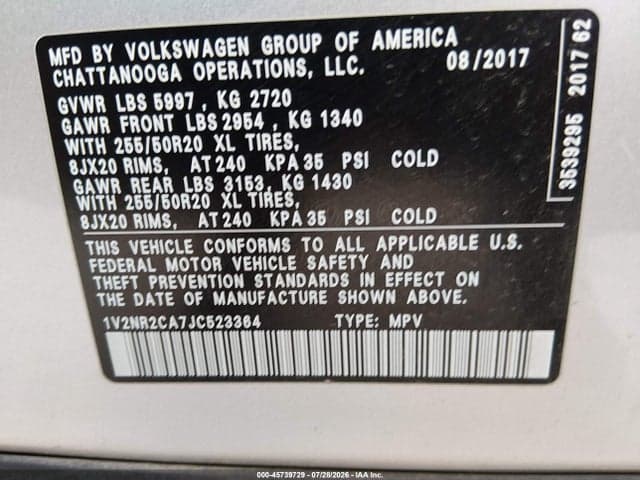 2018 VOLKSWAGEN ATLAS 3.6L V6 SEL PREMIUM 9
