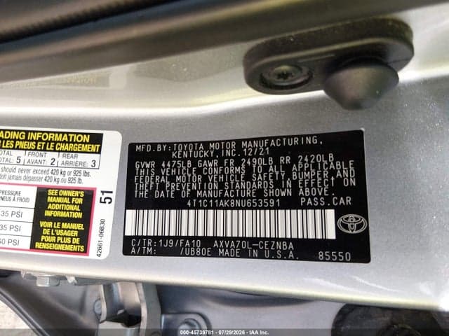 2022 TOYOTA CAMRY LE 9