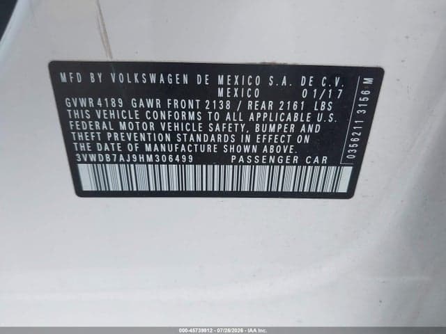 2017 VOLKSWAGEN JETTA 1.4T SE 9