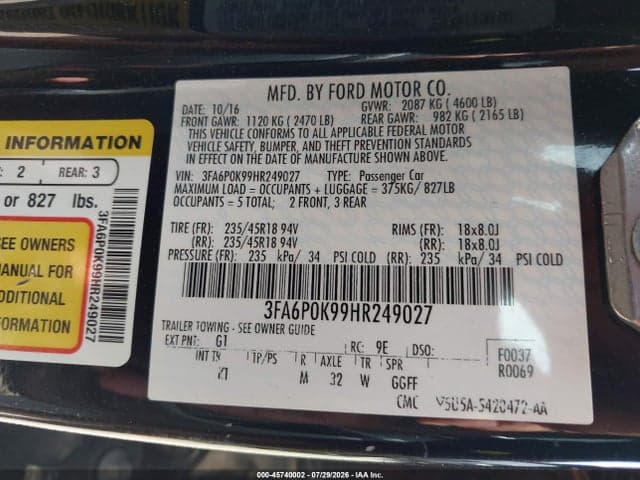 2017 FORD FUSION TITANIUM 9