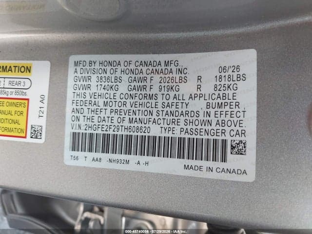 2026 HONDA CIVIC LX 9