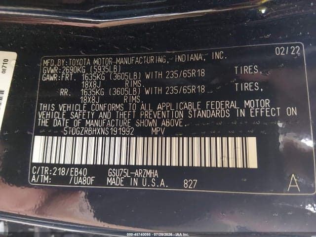 2022 TOYOTA HIGHLANDER XLE 9