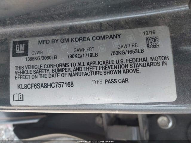 2017 CHEVROLET SPARK 2LT CVT 9