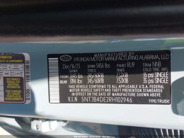 2024 HYUNDAI SANTA CRUZ SEL 9