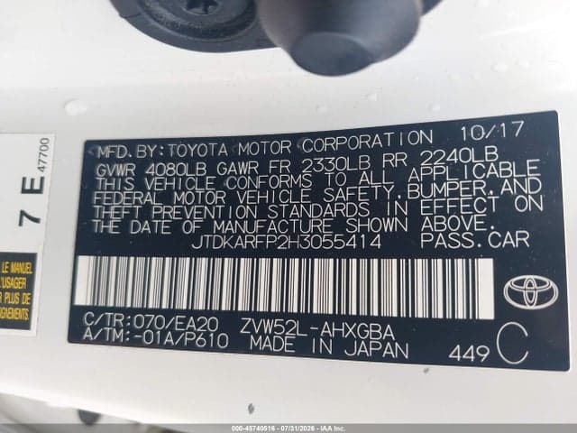 2017 TOYOTA PRIUS PRIME PREMIUM 9