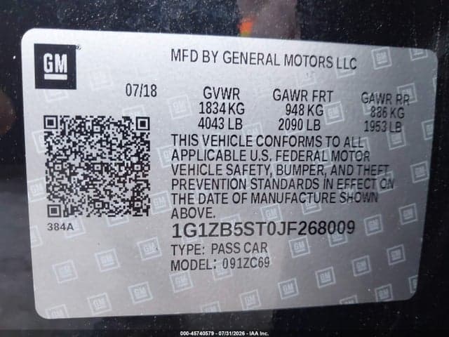 2018 CHEVROLET MALIBU 1LS 9