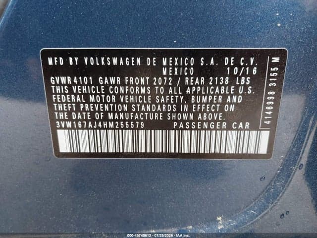 2017 VOLKSWAGEN JETTA 1.4T S 9