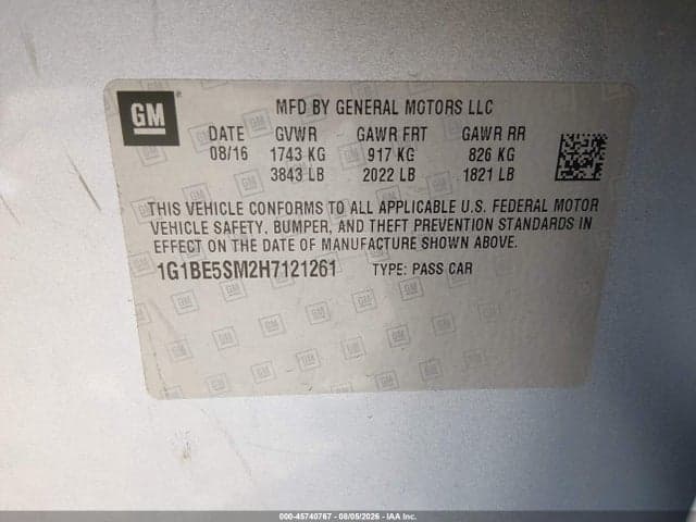 2017 CHEVROLET CRUZE LT AUTO 9