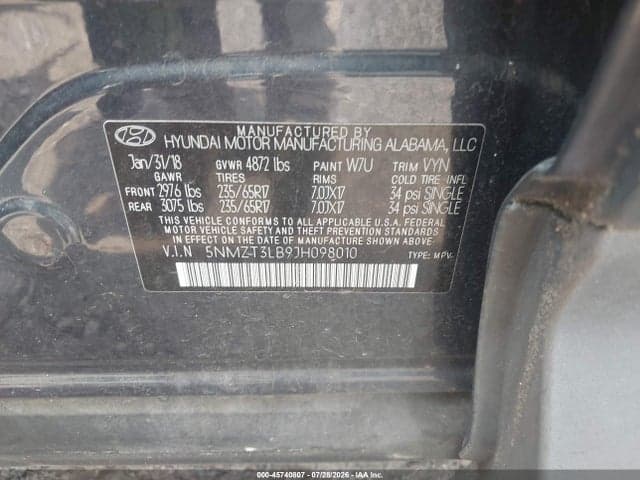 2018 HYUNDAI SANTA FE SPORT 2.4L 9