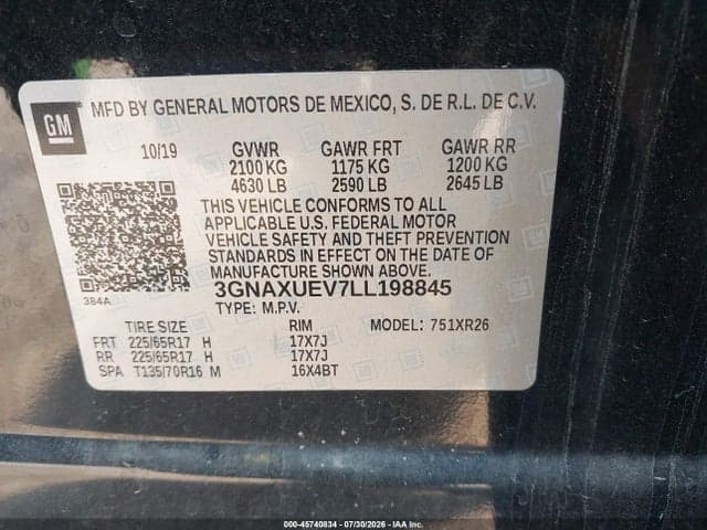 2020 CHEVROLET EQUINOX AWD LT 1.5L TURBO 9