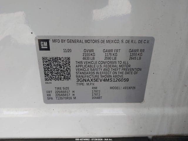 2021 CHEVROLET EQUINOX AWD 1FL 9