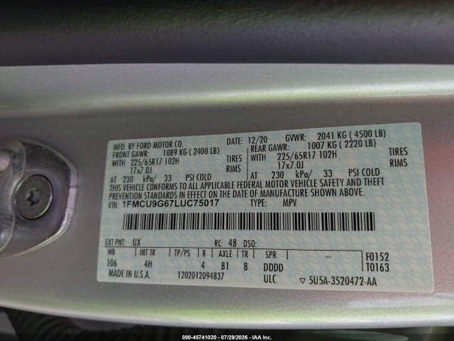 2020 FORD ESCAPE SE 9