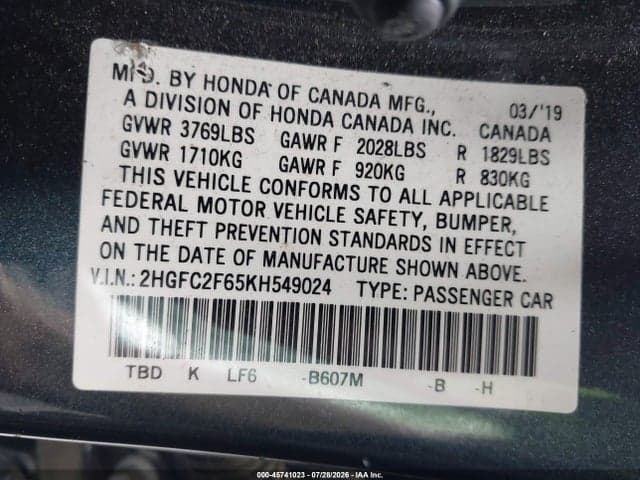 2019 HONDA CIVIC LX 9