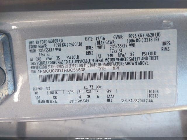 2017 FORD ESCAPE SE 9
