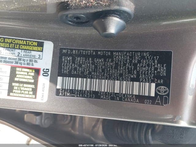 2018 TOYOTA COROLLA LE 9