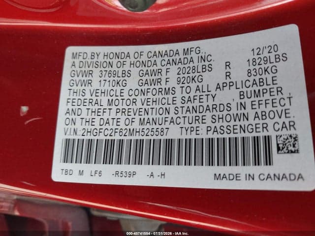 2021 HONDA CIVIC LX 9