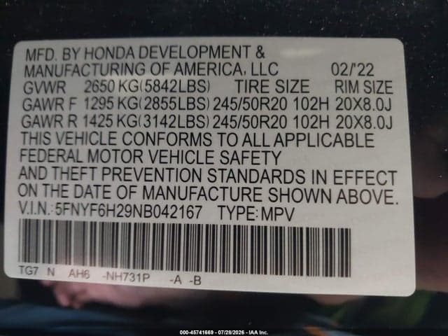 2022 HONDA PILOT AWD SPECIAL EDITION 9