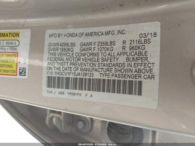 2018 HONDA ACCORD LX 9