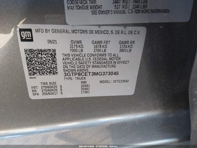 2021 GMC SIERRA 1500 2WD SHORT BOX ELEVATION 9