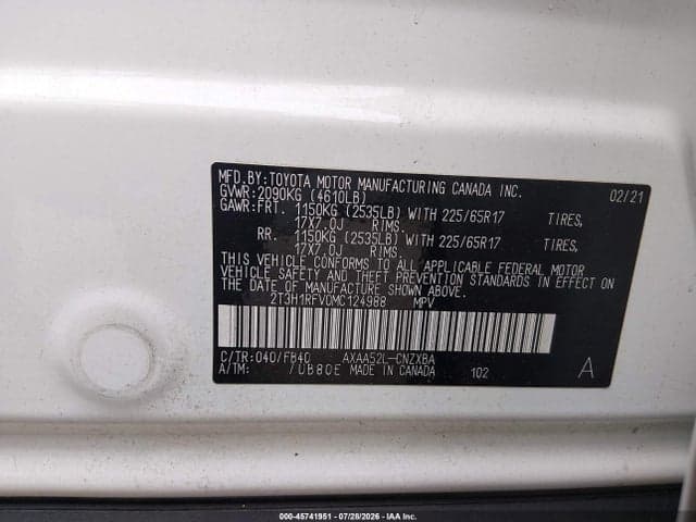 2021 TOYOTA RAV4 LE 9