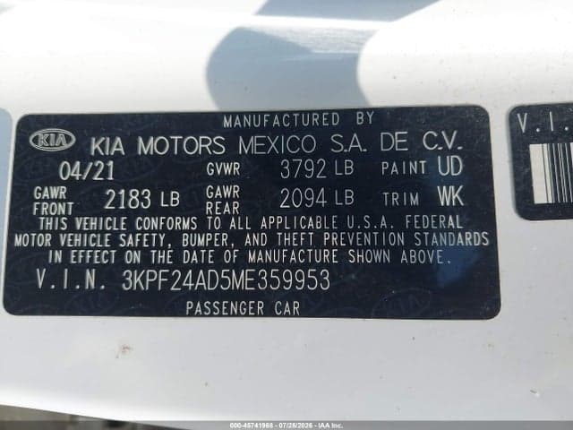 2021 KIA FORTE LXS 9