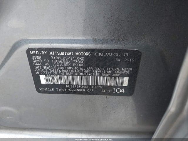 2019 MITSUBISHI MIRAGE G4 ES 9