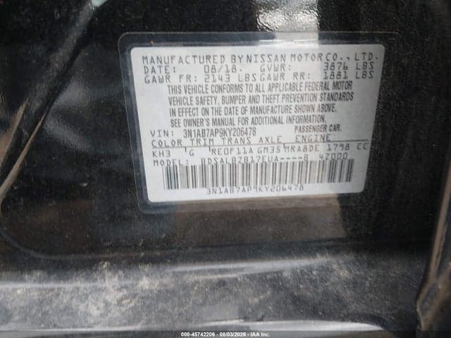 2019 NISSAN SENTRA S 9