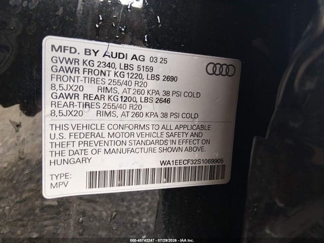 2025 AUDI Q3 PREMIUM 45 TFSI S LINE QUATTRO TIPTRONIC 9