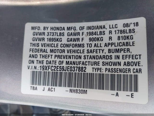 2018 HONDA CIVIC LX 9