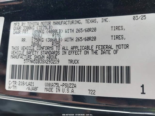 2025 TOYOTA TUNDRA PLATINUM 9