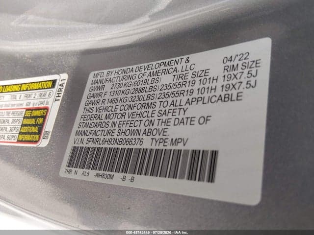 2022 HONDA ODYSSEY ELITE 9