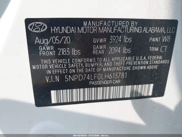 2020 HYUNDAI ELANTRA SE 9