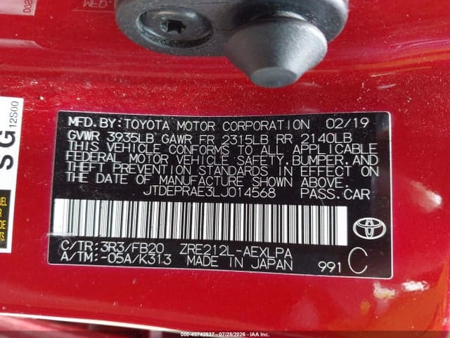 2020 TOYOTA COROLLA LE 9