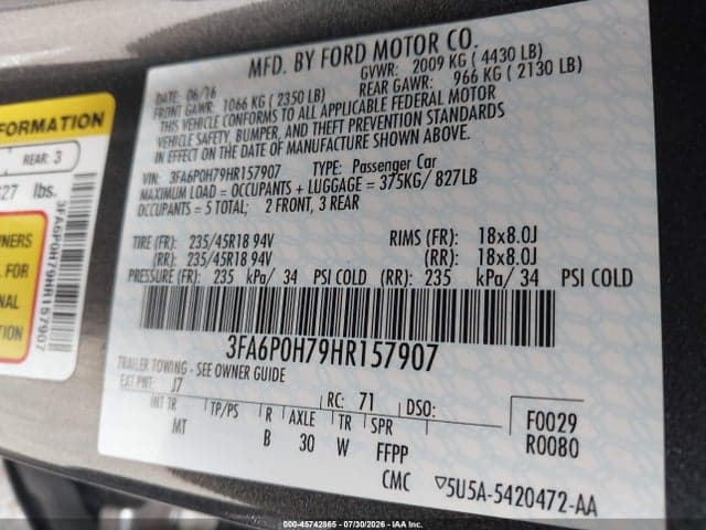2017 FORD FUSION SE 9