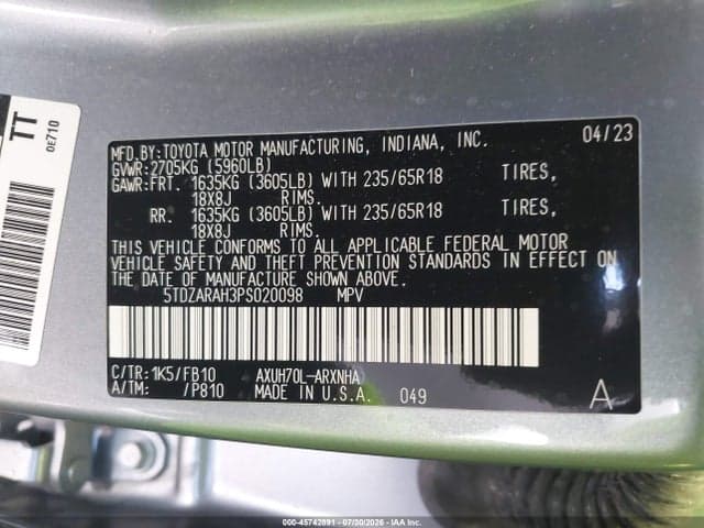 2023 TOYOTA HIGHLANDER HYBRID LE 9