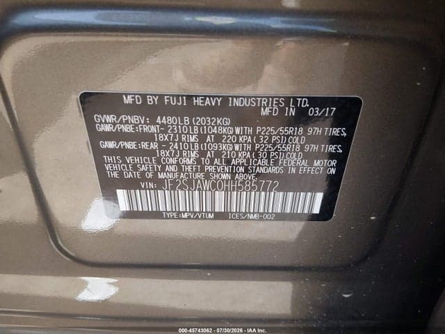 2017 SUBARU FORESTER 2.5I TOURING 9